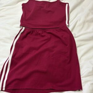 No Boundaries Burgundy and White Skirt Set